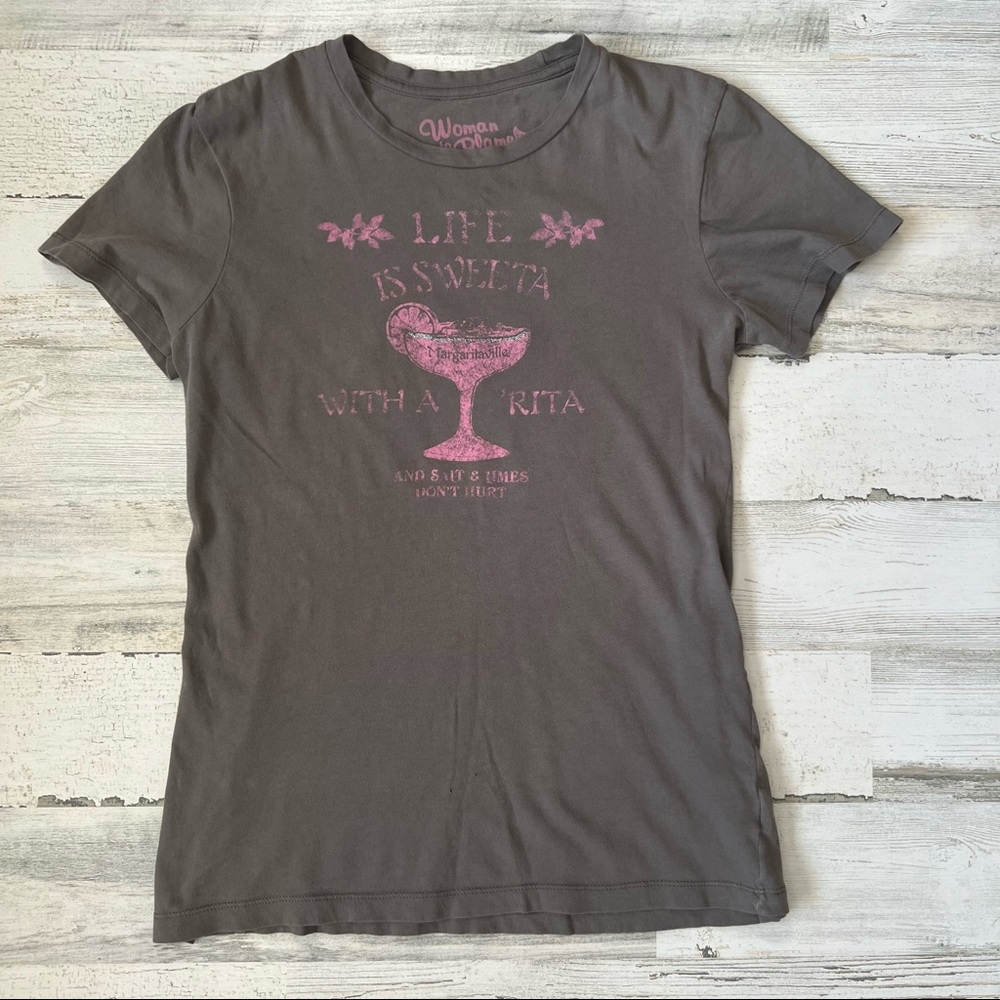 Margaritaville T shirt with pink graphics